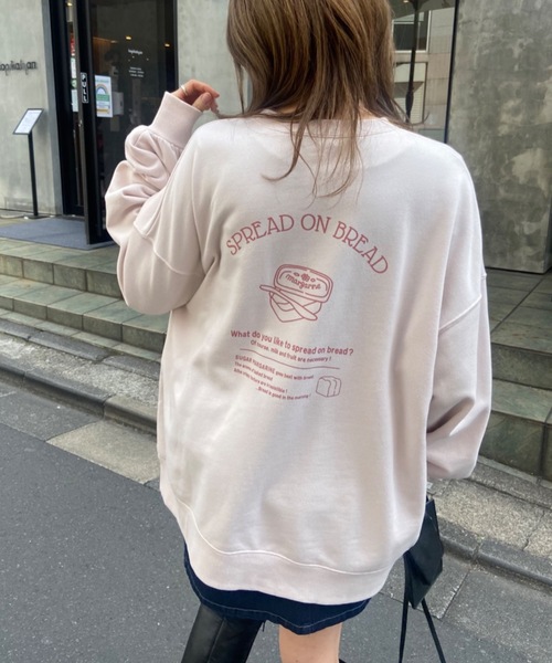 OLIVE des OLIVE（オリーブデオリーブ）の「トーストフレンズプルオーバー/スウェット/トレーナー（スウェット・レディース・ライトグレー/オフホワイト/ピンク/ミント/スミクロ・FREE）」の5枚目の写真