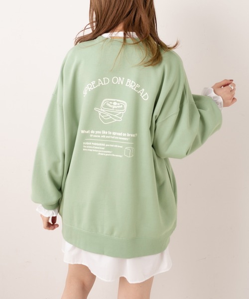 OLIVE des OLIVE（オリーブデオリーブ）の「トーストフレンズプルオーバー/スウェット/トレーナー（スウェット・レディース・ライトグレー/オフホワイト/ピンク/ミント/スミクロ・FREE）」の4枚目の写真