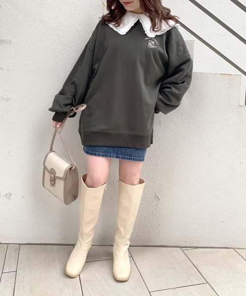 OLIVE des OLIVE（オリーブデオリーブ）の「トーストフレンズプルオーバー/スウェット/トレーナー（スウェット・レディース・ライトグレー/オフホワイト/ピンク/ミント/スミクロ・FREE）」の6枚目の写真