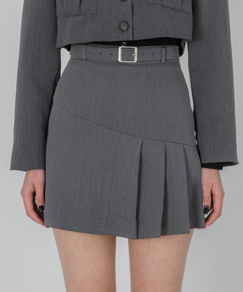 FOLLOWIN（フォロウィン）の「ベルトセット半プリーツミニスカート（スカート・レディース・ブラック/グレー・LARGE/MEDIUM/SMALL）」の22枚目の写真