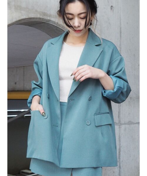 EVRIS（エヴリス）の「BASICルーズジャケット【セットアップ着用可能】（テーラードジャケット・レディース・ベージュ/オレンジ/グリーン・FREE）」の3枚目の写真