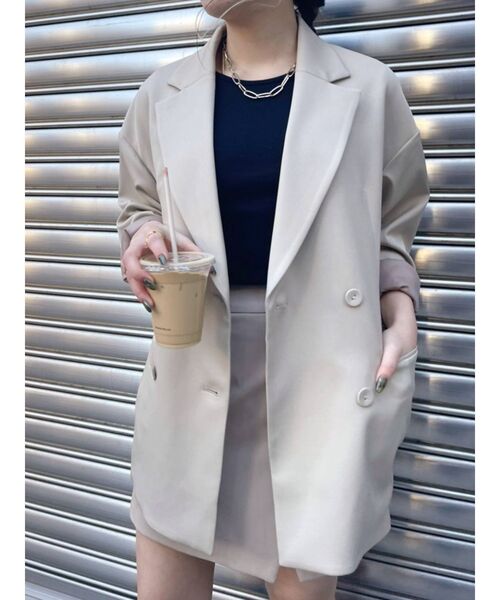 EVRIS（エヴリス）の「BASICルーズジャケット【セットアップ着用可能】（テーラードジャケット・レディース・ベージュ/オレンジ/グリーン・FREE）」の21枚目の写真