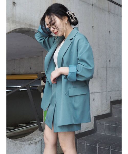 EVRIS（エヴリス）の「BASICルーズジャケット【セットアップ着用可能】（テーラードジャケット・レディース・ベージュ/オレンジ/グリーン・FREE）」の17枚目の写真