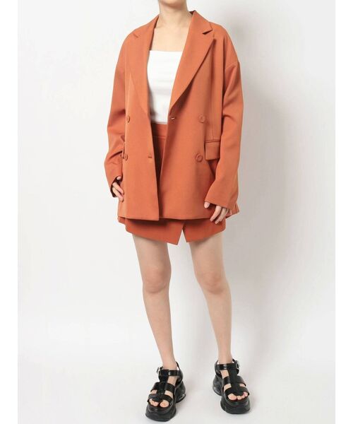 EVRIS（エヴリス）の「BASICルーズジャケット【セットアップ着用可能】（テーラードジャケット・レディース・ベージュ/オレンジ/グリーン・FREE）」の7枚目の写真