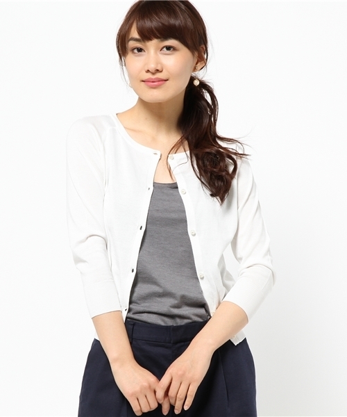 Tiara（ティアラ）の「【Ballerina】T/Cラグランカーディガン（カーディガン/ボレロ・レディース・オフホワイト/ブラック/ライトピンク・9）」の4枚目の写真