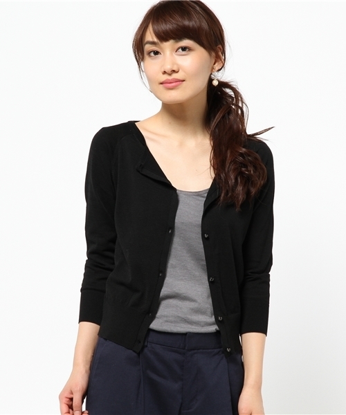 Tiara（ティアラ）の「【Ballerina】T/Cラグランカーディガン（カーディガン/ボレロ・レディース・オフホワイト/ブラック/ライトピンク・9）」の2枚目の写真