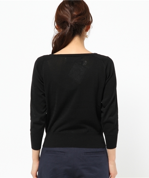 Tiara（ティアラ）の「【Ballerina】T/Cラグランカーディガン（カーディガン/ボレロ・レディース・オフホワイト/ブラック/ライトピンク・9）」の7枚目の写真