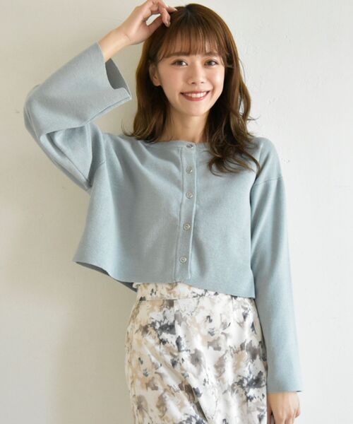 MAJESTIC LEGON（マジェスティックレゴン）の「2wayショートニットカーディガン（ニット/セーター・レディース・オフホワイト/イエロー/ブルー/ライトグリーン/ピンクベージュ・MEDIUM）」の13枚目の写真