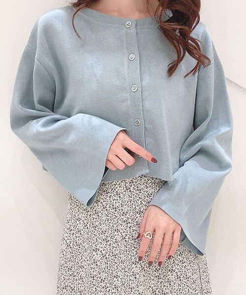 MAJESTIC LEGON（マジェスティックレゴン）の「2wayショートニットカーディガン（ニット/セーター・レディース・オフホワイト/イエロー/ブルー/ライトグリーン/ピンクベージュ・MEDIUM）」の15枚目の写真