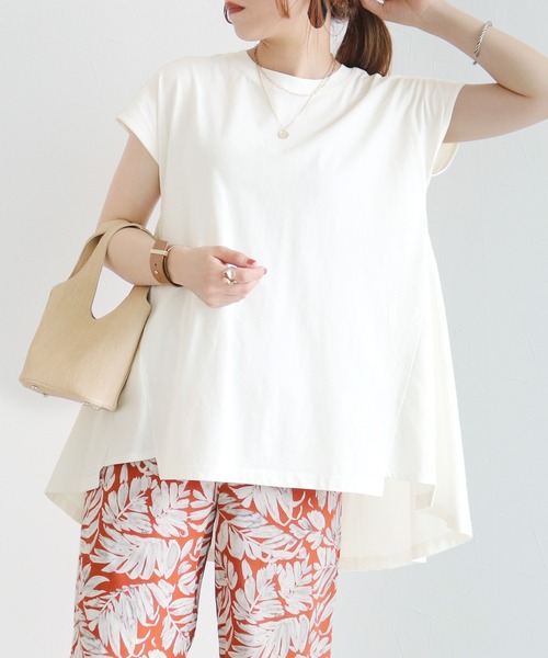 reca(レカ)の「バッグ切り替えフレアカットソー(Tシャツ/カットソー・レディース・グレイッシュベージュ/オフホワイト/モカ/ブラック・M)」の2枚目の写真