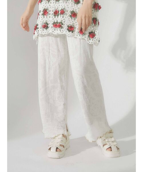 merry jenny（メリージェニー）の「シアーニットラメメロウパンツ（その他パンツ・レディース・ブラック/アイボリー・FREE）」の2枚目の写真