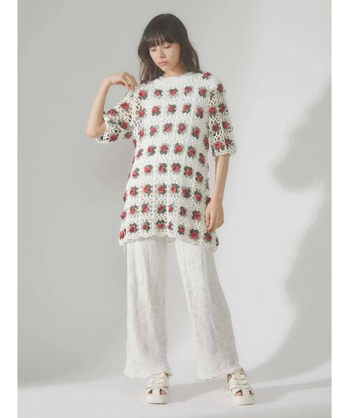 merry jenny（メリージェニー）の「シアーニットラメメロウパンツ（その他パンツ・レディース・ブラック/アイボリー・FREE）」の6枚目の写真