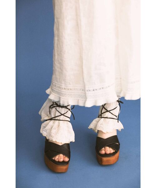 merry jenny（メリージェニー）の「シアーニットラメメロウパンツ（その他パンツ・レディース・ブラック/アイボリー・FREE）」の4枚目の写真