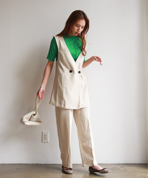 feepur（フェピュール）の「センタープレスワイドベルトカラーパンツ（スラックス・レディース・ブラック/グレー/グリーン系その他/ピンクベージュ/イエロー/アイボリー・MEDIUM/SMALL）」の17枚目の写真