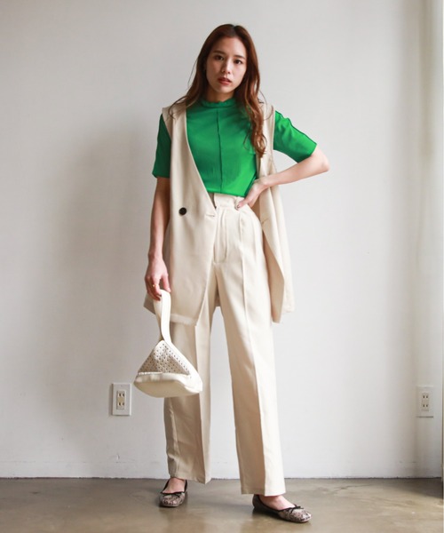 feepur（フェピュール）の「センタープレスワイドベルトカラーパンツ（スラックス・レディース・ブラック/グレー/グリーン系その他/ピンクベージュ/イエロー/アイボリー・MEDIUM/SMALL）」の19枚目の写真