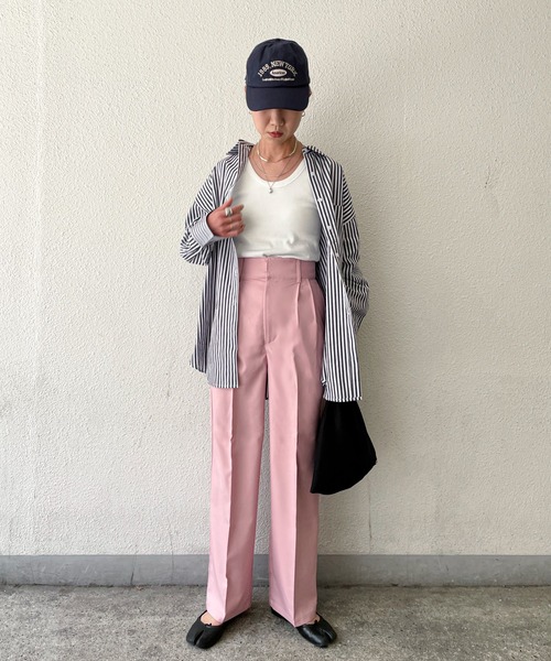 feepur（フェピュール）の「センタープレスワイドベルトカラーパンツ（スラックス・レディース・ブラック/グレー/グリーン系その他/ピンクベージュ/イエロー/アイボリー・MEDIUM/SMALL）」の14枚目の写真