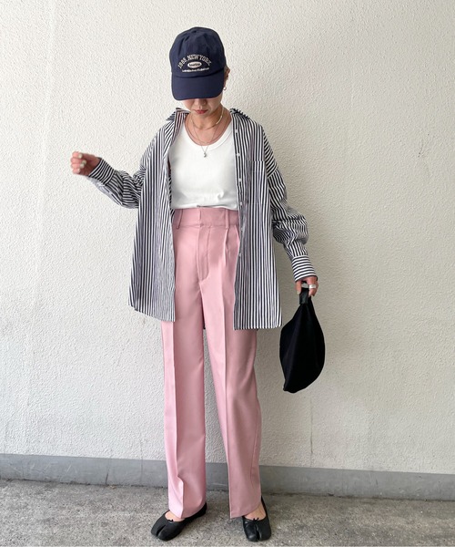 feepur（フェピュール）の「センタープレスワイドベルトカラーパンツ（スラックス・レディース・ブラック/グレー/グリーン系その他/ピンクベージュ/イエロー/アイボリー・MEDIUM/SMALL）」の11枚目の写真