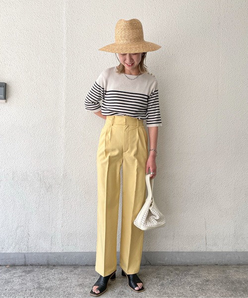 feepur（フェピュール）の「センタープレスワイドベルトカラーパンツ（スラックス・レディース・ブラック/グレー/グリーン系その他/ピンクベージュ/イエロー/アイボリー・MEDIUM/SMALL）」の13枚目の写真