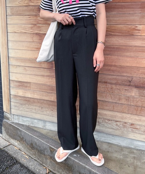 feepur（フェピュール）の「センタープレスワイドベルトカラーパンツ（スラックス・レディース・ブラック/グレー/グリーン系その他/ピンクベージュ/イエロー/アイボリー・MEDIUM/SMALL）」の21枚目の写真