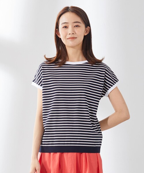 J.PRESS Ladies(J.プレス レディス)の「フライスボーダー カットソー(Tシャツ/カットソー・レディース・ベージュ系1/ネイビー系1/ホワイト系1・SMALL)」の3枚目の写真