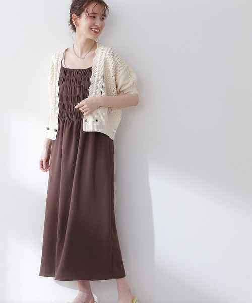 N.（N. Natural Beauty Basic）（エヌエヌナチュラルビューティーベーシック）の「◆前後２ｗａｙシャーリングキャミワンピース（ワンピース・レディース・ブラック/ブラウン/イエロー・MEDIUM）」の2枚目の写真