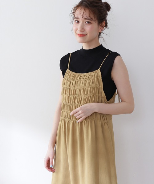 N.（N. Natural Beauty Basic）（エヌエヌナチュラルビューティーベーシック）の「◆前後２ｗａｙシャーリングキャミワンピース（ワンピース・レディース・ブラック/ブラウン/イエロー・MEDIUM）」の10枚目の写真