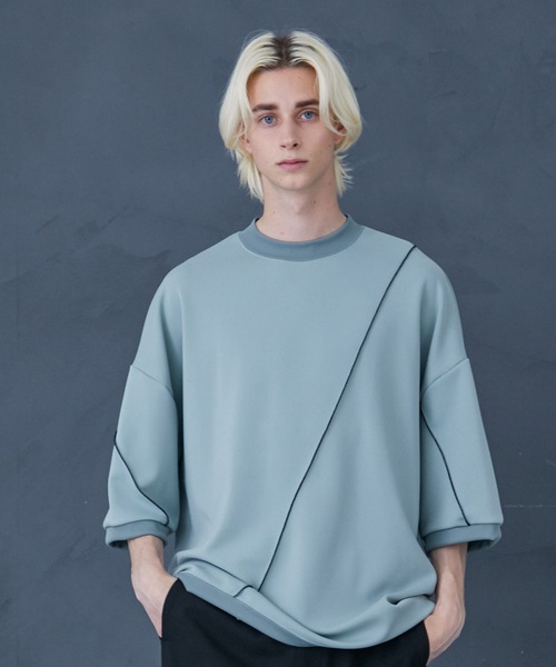 PUBLIC TOKYO（パブリックトウキョウ）の「〈ユニセックス〉メローダンボールルーズTEE（Tシャツ/カットソー・メンズ・ブラック/ベージュ/ミント/ネイビー/ホワイト/グリーン/ダークグレー・2/1）」の6枚目の写真