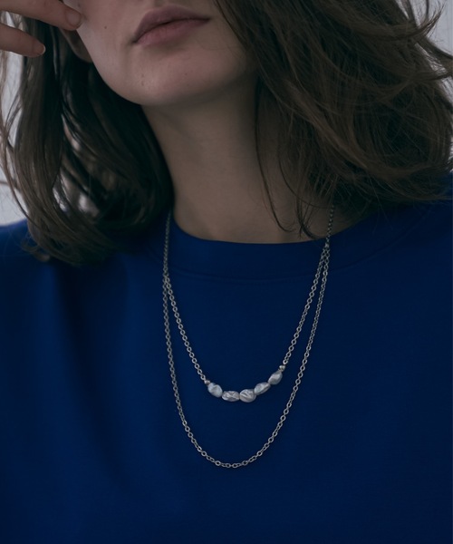 shiki tokyo（シキトウキョウ）の「Double Chain Pearl Neckless / ダブルチェーンパールネックレス（ネックレス・メンズ・シルバー・FREE）」の8枚目の写真