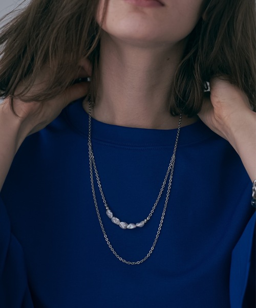 shiki tokyo（シキトウキョウ）の「Double Chain Pearl Neckless / ダブルチェーンパールネックレス（ネックレス・メンズ・シルバー・FREE）」の9枚目の写真