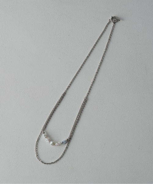 shiki tokyo（シキトウキョウ）の「Double Chain Pearl Neckless / ダブルチェーンパールネックレス（ネックレス・メンズ・シルバー・FREE）」の2枚目の写真