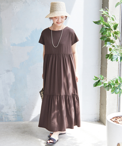 SLOBE IENA(スローブイエナ)の「ハイツイスト天竺ティアードワンピース(ワンピース・レディース・グリーン/ブルー系その他/ブラック/ブラウン・FREE)」の10枚目の写真