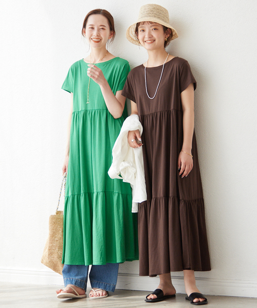 SLOBE IENA(スローブイエナ)の「ハイツイスト天竺ティアードワンピース(ワンピース・レディース・グリーン/ブルー系その他/ブラック/ブラウン・FREE)」の20枚目の写真