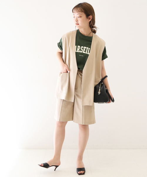 SLOBE IENA（スローブイエナ）の「リネン混ツイルハーフパンツ（その他パンツ・レディース・ベージュ/カーキ・38/36）」の5枚目の写真
