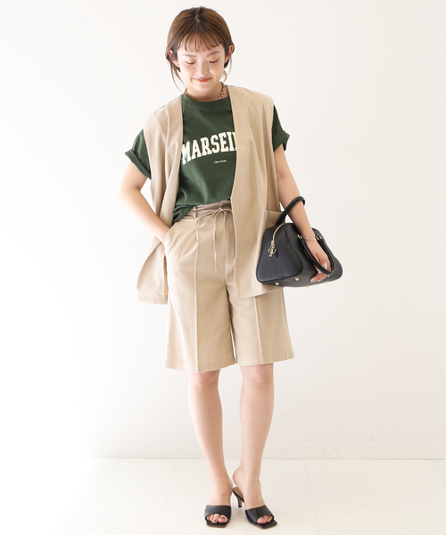 SLOBE IENA（スローブイエナ）の「リネン混ツイルハーフパンツ（その他パンツ・レディース・ベージュ/カーキ・38/36）」の6枚目の写真