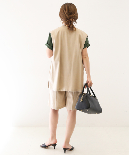 SLOBE IENA（スローブイエナ）の「リネン混ツイルハーフパンツ（その他パンツ・レディース・ベージュ/カーキ・38/36）」の8枚目の写真