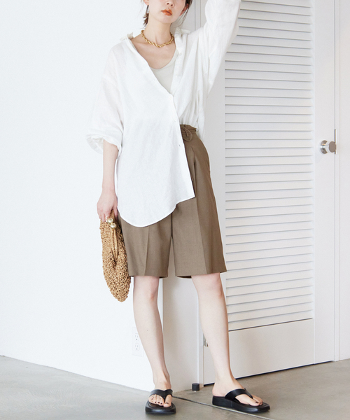 SLOBE IENA（スローブイエナ）の「リネン混ツイルハーフパンツ（その他パンツ・レディース・ベージュ/カーキ・38/36）」の15枚目の写真