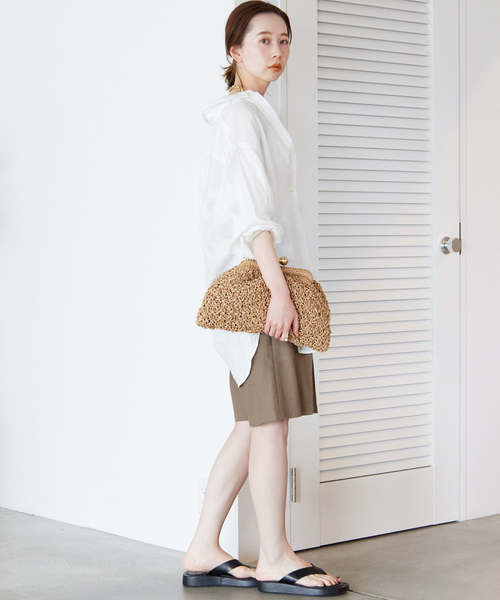 SLOBE IENA（スローブイエナ）の「リネン混ツイルハーフパンツ（その他パンツ・レディース・ベージュ/カーキ・38/36）」の18枚目の写真