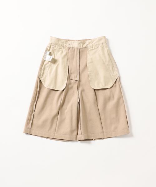 スローブイエナ　未使用新品　ネイビー コットン タック入り ハーフパンツ 小さいサイズ ハーフ丈タックワイドパンツ 低身長さん・小柄女性
