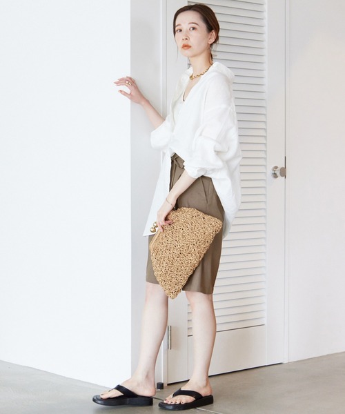 SLOBE IENA リネンパンツ 38 新品タグ付き スローブイエナ ベージュ SLOBE IENA（スローブイエナ）の「ソフトリネン混ハーフパンツ
