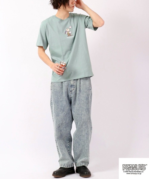 PEANUTS(ピーナッツ)の「PEANUTS スヌーピー ワンポイント刺繍半袖Tシャツ(Tシャツ/カットソー・レディース・ピンクベージュ/カーキ/オフホワイト/チャコールグレー・LL/L/M/S)」の22枚目の写真