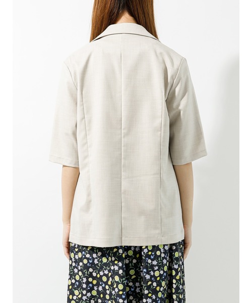 Te chichi TERRASSE（テチチテラス）の「半袖テーラードジャケット（セットアップ可）（テーラードジャケット・レディース・ブラック/ベージュ/キャメル・ﾌﾘ-）」の8枚目の写真