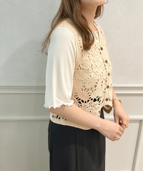 apres jour(アプレジュール)の「クロシェライクベスト【ZOZOTOWN限定アイテム】(ベスト・レディース・ベージュ/アイボリー・フリー/X-LARGE)」の10枚目の写真