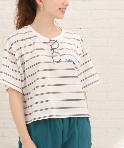 Cutie Blonde（キューティーブロンド）の「◆【S-L】ボーダー刺繍Tシャツ（Tシャツ/カットソー・レディース・ホワイト系5/オレンジ系その他4/ブルー系2・01/02/03）」の5枚目の写真