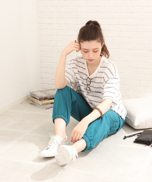 Cutie Blonde（キューティーブロンド）の「◆【S-L】ボーダー刺繍Tシャツ（Tシャツ/カットソー・レディース・ホワイト系5/オレンジ系その他4/ブルー系2・01/02/03）」の9枚目の写真