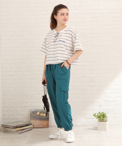 Cutie Blonde（キューティーブロンド）の「◆【S-L】ボーダー刺繍Tシャツ（Tシャツ/カットソー・レディース・ホワイト系5/オレンジ系その他4/ブルー系2・01/02/03）」の10枚目の写真