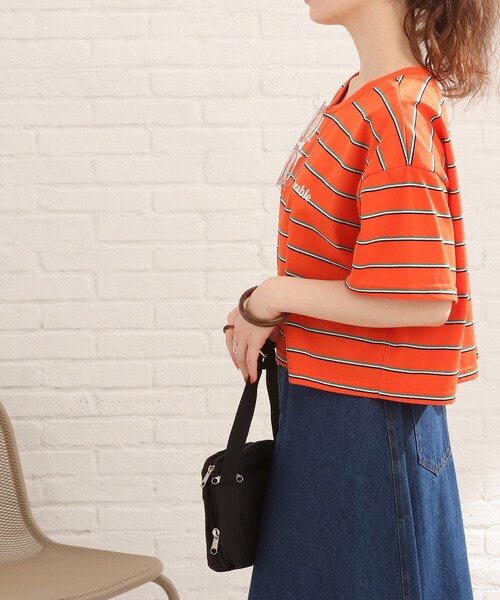 Cutie Blonde（キューティーブロンド）の「◆【S-L】ボーダー刺繍Tシャツ（Tシャツ/カットソー・レディース・ホワイト系5/オレンジ系その他4/ブルー系2・01/02/03）」の15枚目の写真