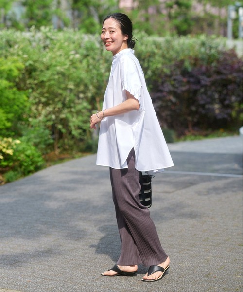 JOURNAL STANDARD(ジャーナルスタンダード)の「《追加2》フロントブザムハーフスリーブシャツ(シャツ/ブラウス・レディース・ホワイト/ブルー系その他2/ブルー・FREE)」の5枚目の写真