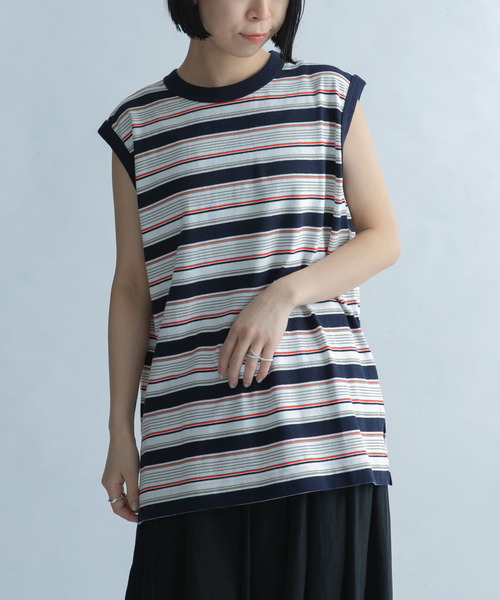 FORK&SPOON（フォークアンドスプーン）の「FORK&SPOON　ボーダーノースリーブTシャツ（Tシャツ/カットソー・レディース・ホワイト系その他/ブルー系その他/レッド系その他・1）」の3枚目の写真