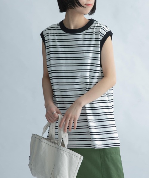 FORK&SPOON（フォークアンドスプーン）の「FORK&SPOON　ボーダーノースリーブTシャツ（Tシャツ/カットソー・レディース・ホワイト系その他/ブルー系その他/レッド系その他・1）」の4枚目の写真