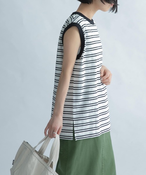 FORK&SPOON（フォークアンドスプーン）の「FORK&SPOON　ボーダーノースリーブTシャツ（Tシャツ/カットソー・レディース・ホワイト系その他/ブルー系その他/レッド系その他・1）」の5枚目の写真